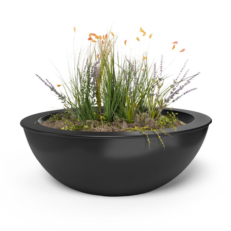 The Outdoor Plus Sedona Round Planter Bowl - Powder-Coated Centerpiece, Metal Planter for Garden