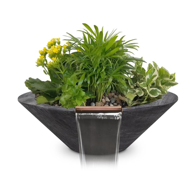 The Outdoor Plus Cazo Round Planter & Water Bowl – GFRC Concrete, Wood Grain