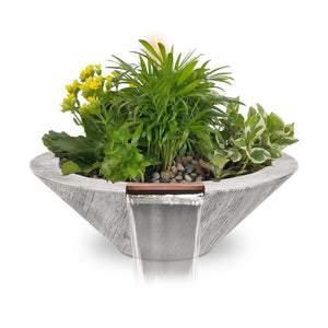 The Outdoor Plus Cazo Round Planter & Water Bowl – GFRC Concrete, Wood Grain