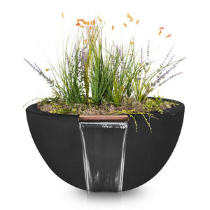 The Outdoor Plus Luna GFRC Planter & Water Bowl - Round Planter, Concrete Water Bowl