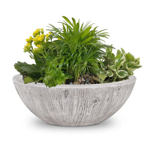 The Outdoor Plus Sedona 27" Round Planter Bowl - Wood Grain GFRC Concrete Planter