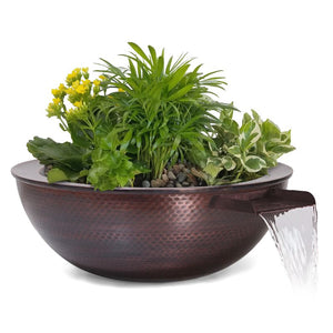 The Outdoor Plus 27" Sedona Hammered Copper Planter & Water Bowl, Copper Finish