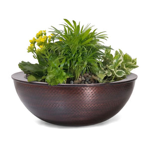 The Outdoor Plus Sedona 27" Hammered Copper Planter Bowl - Centerpiece Planter for Lawn, Porch