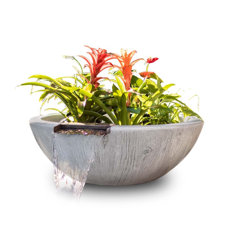 The Outdoor Plus Sedona Wood Grain Planter & Water Bowl - Concrete