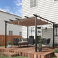 Outsunny 11.5' x 11.5' Outdoor Retractable Pergola Canopy, Metal Patio Shade Shelter for Backyard, Porch Party, Garden, Grill Gazebo, Beige